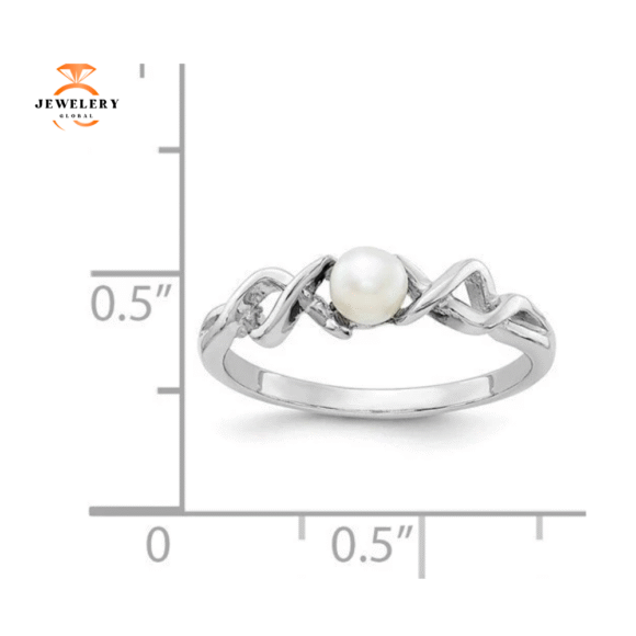 14KT WHITE GOLD POLISHED PEARL TWISTED RING - Image 3