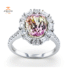 JULEVE 18KT WHITE GOLD 4.11CT PEACH TANZANITE & 0.97CTW DIAMOND RING