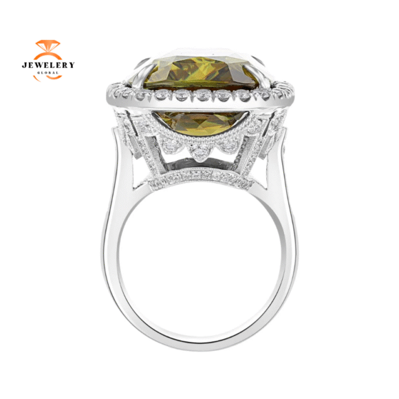 JULEVE 23.19 CT SPHENE & 1.53 CTW DIAMOND CUSHION HALO RING - Image 3