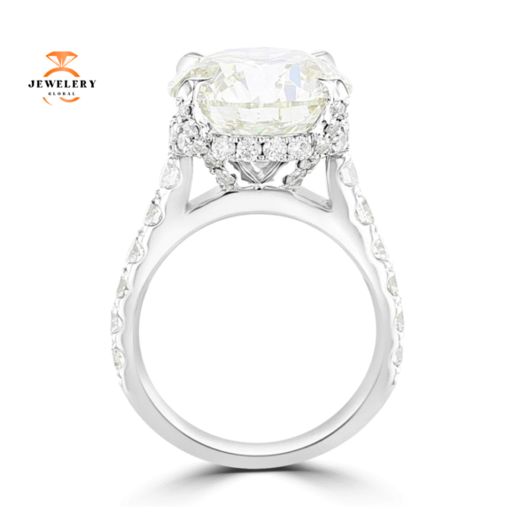 18KT White Gold 9.71 CTW Round Brilliant Diamond Hidden Halo Ring - Image 2