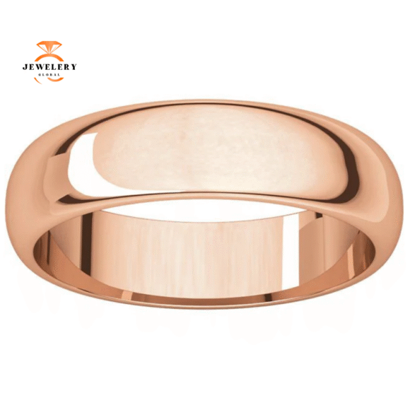WOMEN'S 14KT GOLD 5MM HALF ROUND WEDDING BAND - Image 4