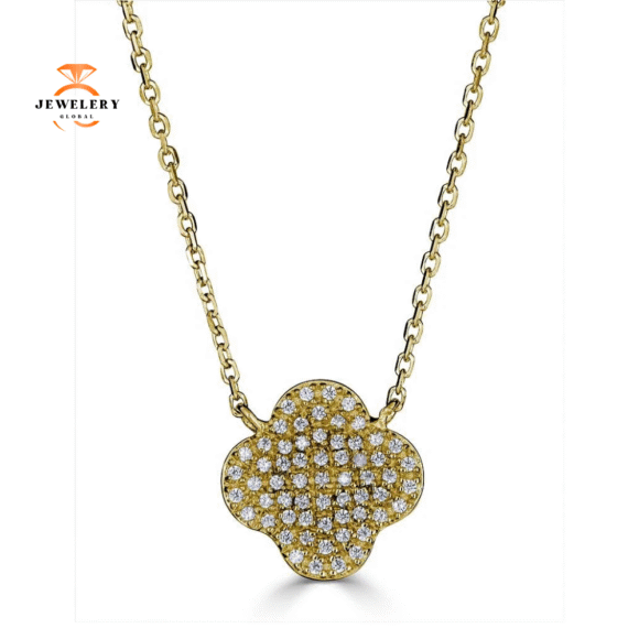 EMILIQUE 14KT GOLD 0.20 CTW DIAMOND PAVÉ CLOVER NECKLACE