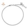 14KT WHITE GOLD PUFFED HEART AND KEY ANKLET