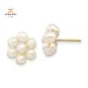 14KT YELLOW GOLD PEARL FLOWER EARRINGS