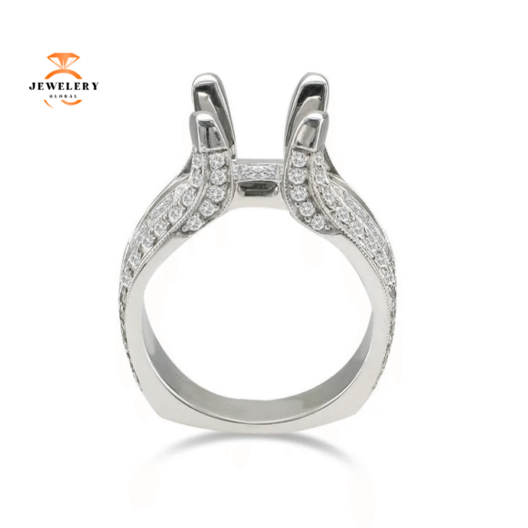 18KT 1.85 CTW Diamond Setting for 2 CT Round or 2.50 CT Princess Cut - Image 2