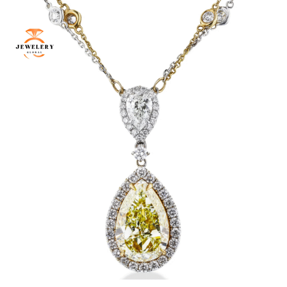 18KT GOLD 10.13 YELLOW DIAMOND, 1.01CTW & 2.88CTW DIAMOND NECKLACE
