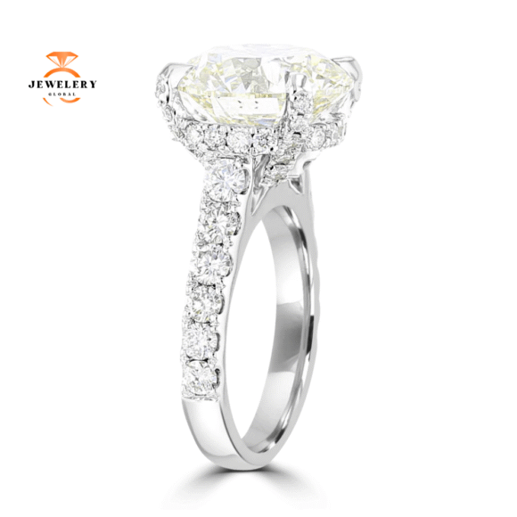18KT White Gold 9.71 CTW Round Brilliant Diamond Hidden Halo Ring - Image 3