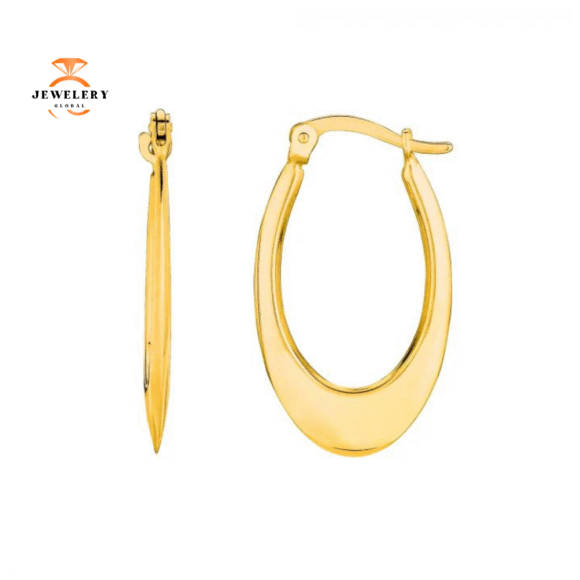 EMILIQUE 14KT YELLOW GOLD GRADUATED OVAL HOOP EARRINGS