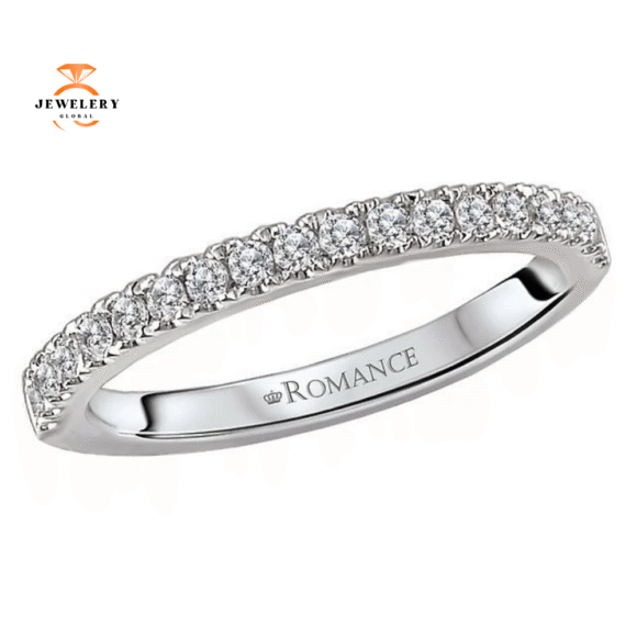 14KT WHITE GOLD 1/3 CTW ROUND DIAMOND 19 STONE BAND