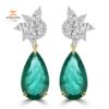 JULEVE 23.63 CTW EMERALD & 5.51 CTW DIAMOND DANGLE EARRINGS