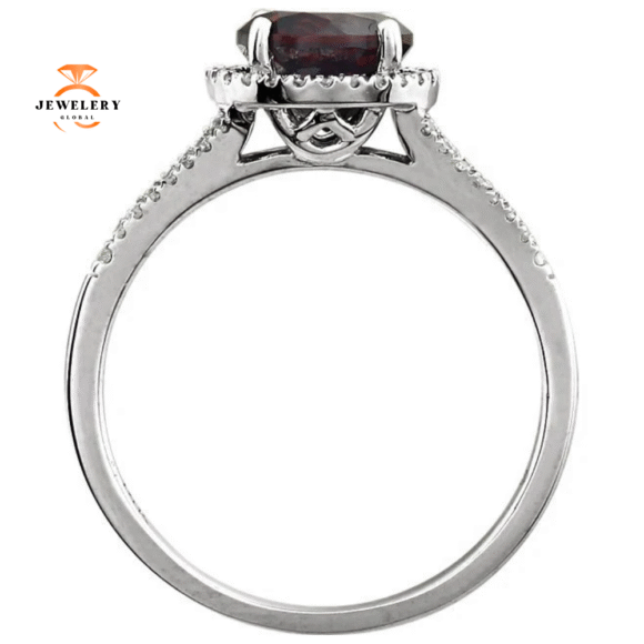 14KT WHITE GOLD 1.65CTW ROUND GARNET & 1/6 CTW DIAMOND RING - Image 2