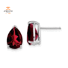 14KT WHITE GOLD 3.60 CTW PEAR SHAPE GARNET STUD EARRINGS
