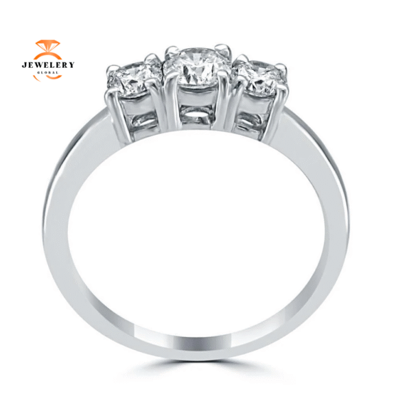 14KT White Gold 3/4 CTW Round Diamond 3 Stone Ring - Image 2