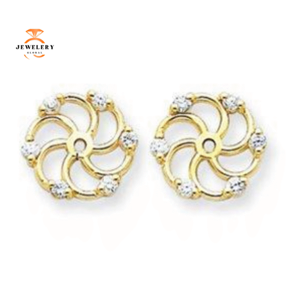 14KT YELLOW GOLD ROUND DIAMOND EARRING JACKETS