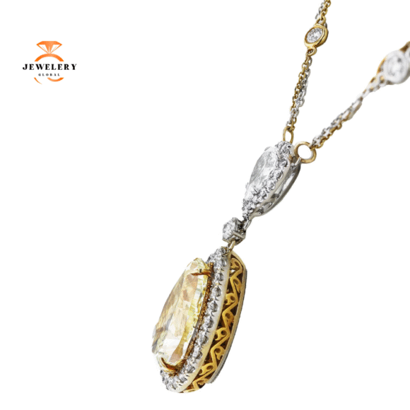 18KT GOLD 10.13 YELLOW DIAMOND, 1.01CTW & 2.88CTW DIAMOND NECKLACE - Image 2
