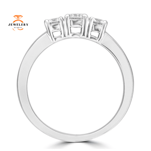 14KT White Gold 1/2 CTW Diamond 3 Stone Ring - Image 2