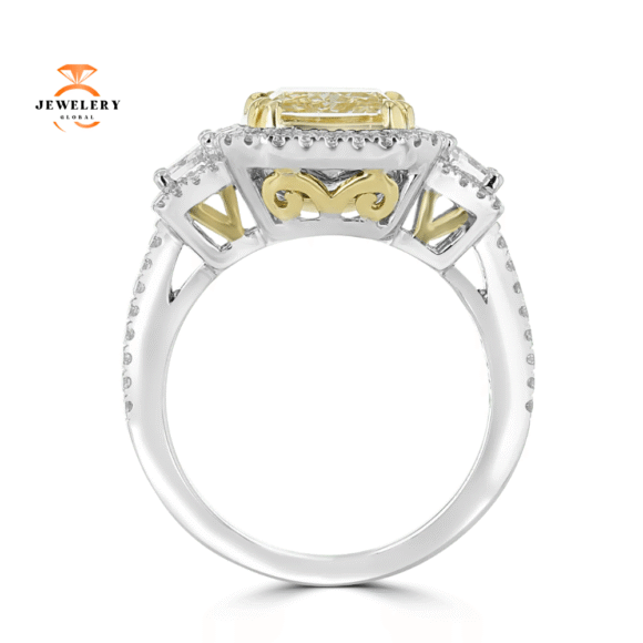 Juleve Platinum & 18KT 4.94 CTW Diamond 3 Stone Halo Ring - Image 2
