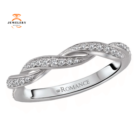 14KT WHITE GOLD 1/6 CTW ROUND DIAMOND BRAIDED TWIST BAND