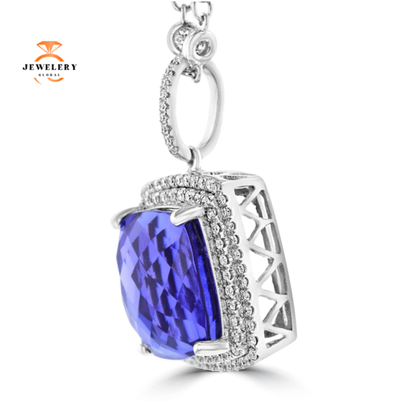 18KT WHITE GOLD 23.96CT TANZANITE & 3.10CTW DIAMOND NECKLACE - Image 2