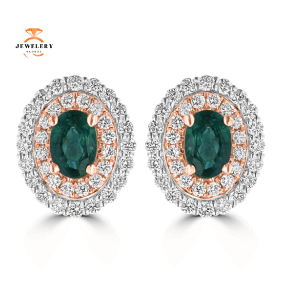 JULEVE 1.25 CTW ALEXANDRITE & 0.62 CTW DIAMOND HALO EARRINGS