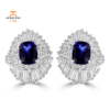 JULEVE 18KT WHITE GOLD 4.20CT SAPPHIRE & 4.23CTW DIAMOND CLUSTER EARRINGS