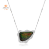 Juleve 18KT White Gold Ammolite & Diamond Halo Pendant