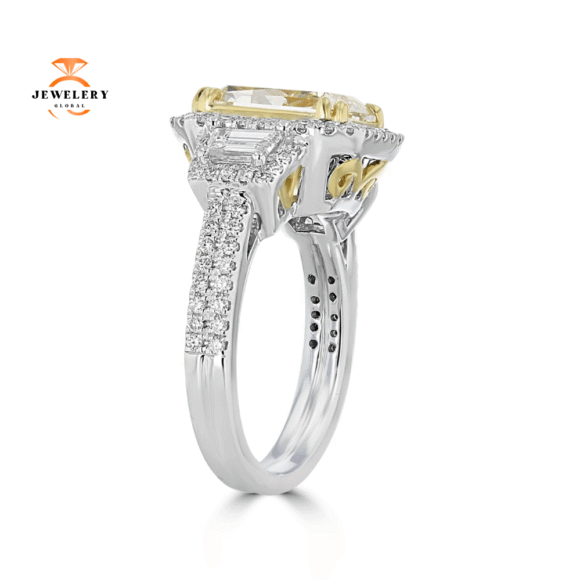 Juleve Platinum & 18KT 4.94 CTW Diamond 3 Stone Halo Ring - Image 3