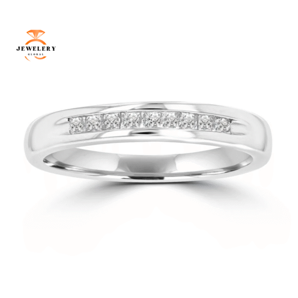 14KT White Gold 1/4 CTW Princess Cut Diamond Channel Set Band