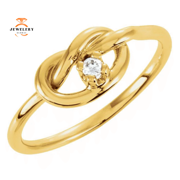 14KT YELLOW GOLD ROUND DIAMOND KNOT PROMISE RING