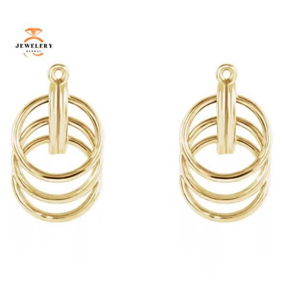 14KT Yellow Gold Triple Circle Earring Jackets