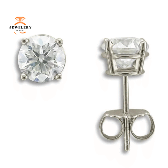 14KT WHITE GOLD 2.00 CTW ROUND DIAMOND EARRINGS