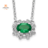14KT WHITE GOLD DIAMOND AND EMERALD NECKLACE