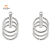 14KT White Gold Triple Circle Earring Jackets