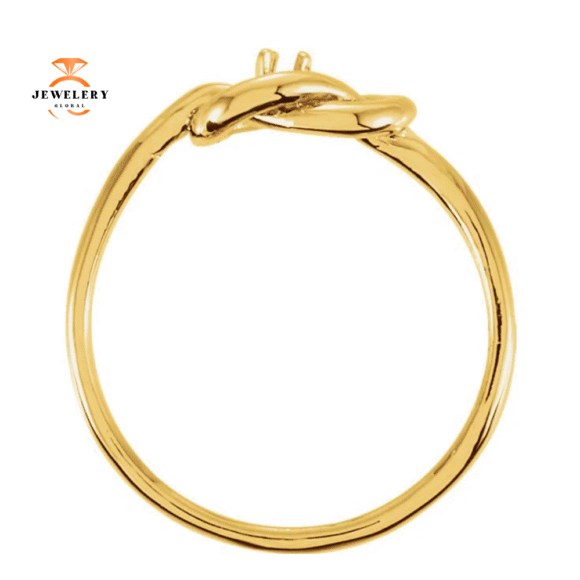 14KT YELLOW GOLD ROUND DIAMOND KNOT PROMISE RING - Image 2