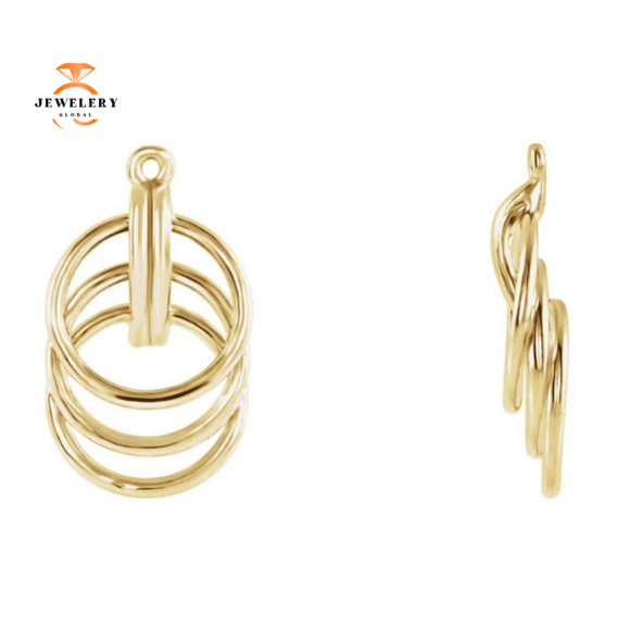 14KT Yellow Gold Triple Circle Earring Jackets - Image 2