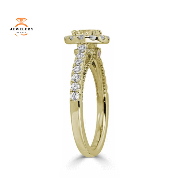 JULEVE 14KT GOLD 1.00 CTW DIAMOND ROUND HALO CATHEDRAL RING - Image 9