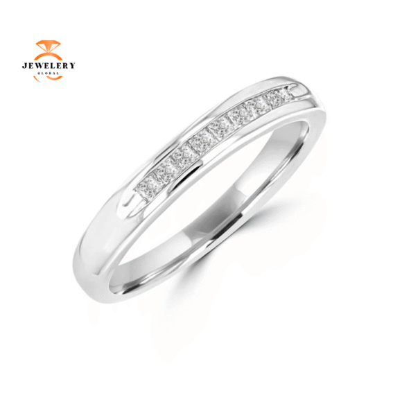 14KT White Gold 1/4 CTW Princess Cut Diamond Channel Set Band - Image 3