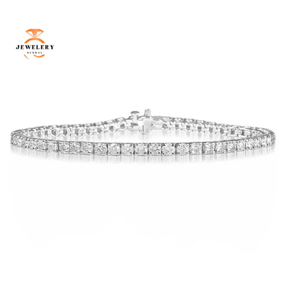 14KT WHITE GOLD 5 CARAT ROUND DIAMOND TENNIS BRACELET