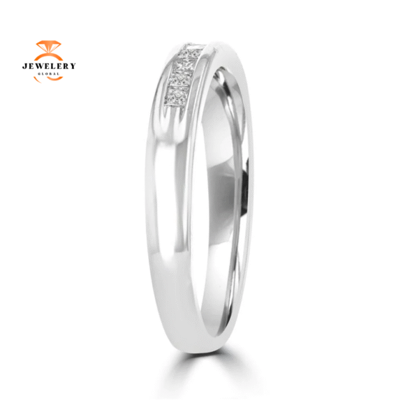 14KT White Gold 1/4 CTW Princess Cut Diamond Channel Set Band - Image 4