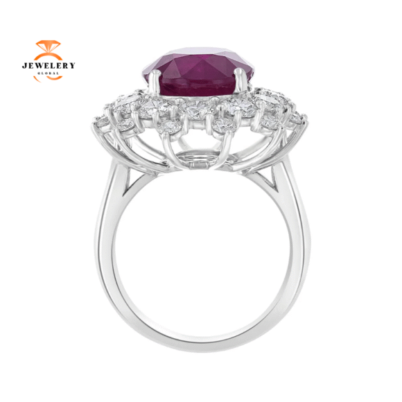 18KT GOLD 10.33 CT RUBY & 3.53 CTW DIAMOND OVAL HALO RING - Image 3