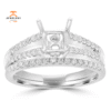 18KT White Gold .41 CTW Round Diamond Bridal Set For 1 CT Princess Cut
