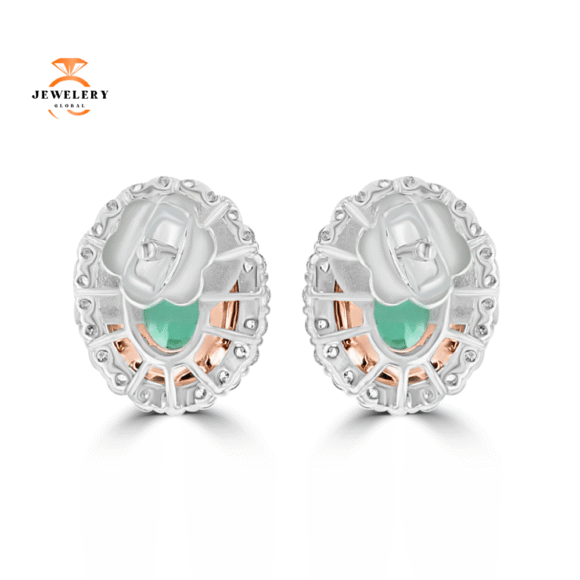 JULEVE 1.25 CTW ALEXANDRITE & 0.62 CTW DIAMOND HALO EARRINGS - Image 4