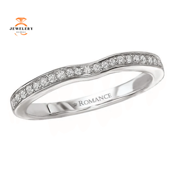14KT WHITE GOLD 1/6 CTW ROUND DIAMOND CURVED 22 STONE BAND