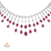 JULEVE 18KT WHITE GOLD 4.24CTW RED EMERALD & 6.44CTW DIAMOND NECKLACE