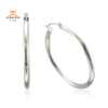 14KT WHITE GOLD HIGH POLISHED HOOP EARRINGS