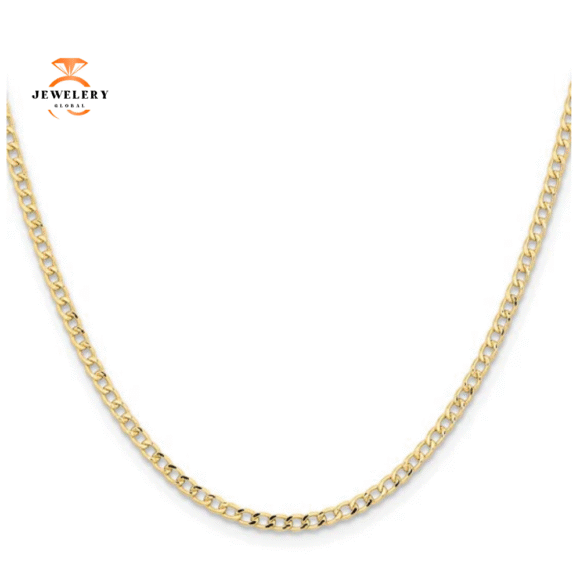 14KT YELLOW GOLD 2.5MM SEMI SOLID CURB CHAIN - 6 LENGTHS