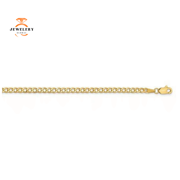 14KT YELLOW GOLD 2.5MM SEMI SOLID CURB CHAIN - 6 LENGTHS - Image 2