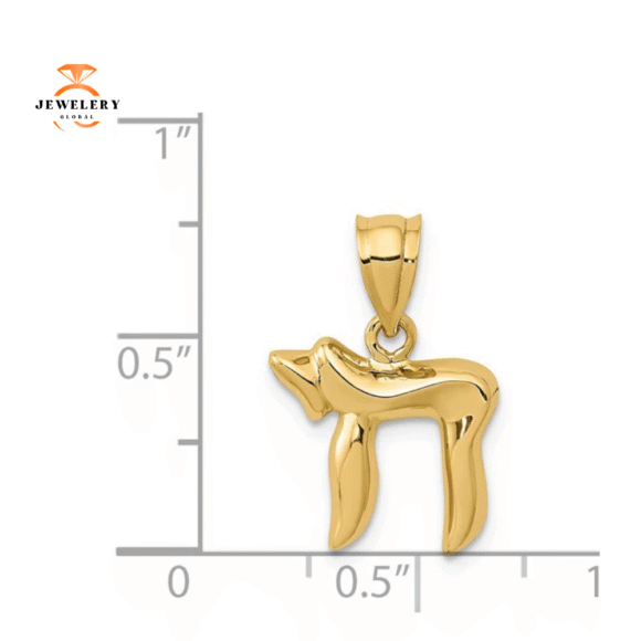 14KT YELLOW GOLD CHAI PENDANT - Image 2