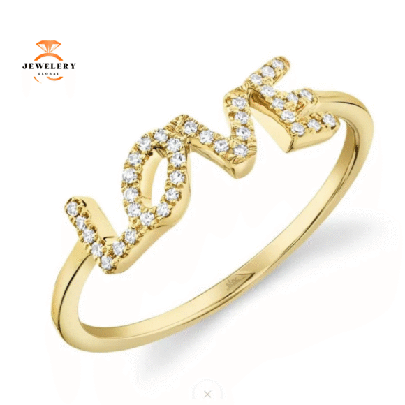 14KT YELLOW GOLD ROUND DIAMOND LOVE RING