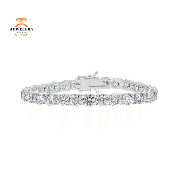 18KT WHITE GOLD 28.86 CTW ROUND DIAMOND TENNIS BRACELET
